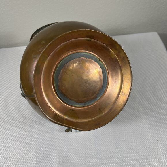 Vintage Copper And Brass Coal/Ash Scuttle W/ Porcelain Handles - Picture 8 of 11